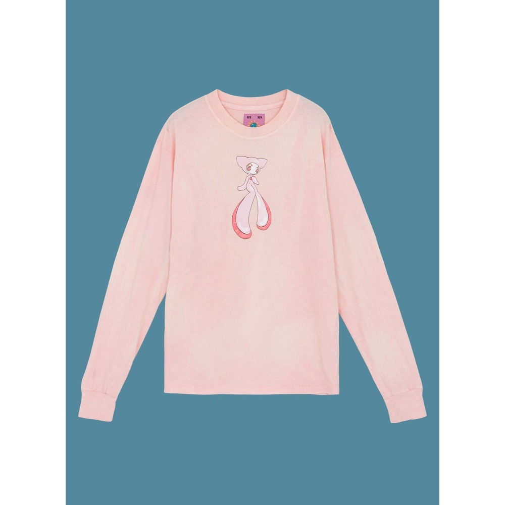 UNIF Pink Tie Dye Long Sleeve Graphic Tee Anime Character Crewneck Medium rare
